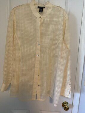 Jones New York Woman's Sheer Long Sleeved Blouse, Size 1X